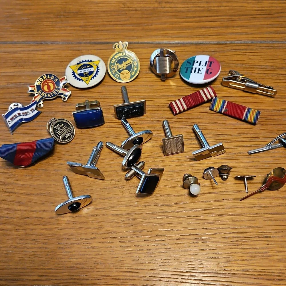 Vintage Junk Drawer Lot Pins Cufflinks Jewelry